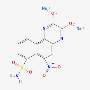 molecular formula C12H6N4Na2O6S B7796355 6-Nitro-7-sulfamoylbenzo[f]quinoxaline-2,3-dione, Disodium Salt 