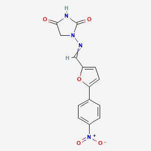molecular formula C14H10N4O5 B7796890 1-({[5-(4-Nitrophenyl)furan-2-yl]methylidene}amino)imidazolidine-2,4-dione 