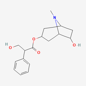 molecular formula C17H23NO4 B7796995 6-Hydroxy-8-methyl-8-azabicyclo[3.2.1]octan-3-yl 3-hydroxy-2-phenylpropanoate CAS No. 39459-41-1