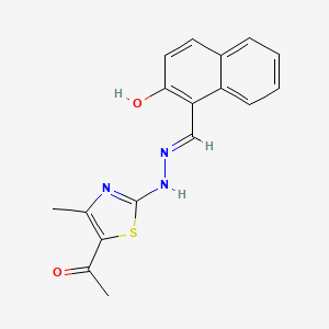 molecular formula C17H15N3O2S B7797059 1-[2-[(2E)-2-[(2-hydroxynaphthalen-1-yl)methylidene]hydrazinyl]-4-methyl-1,3-thiazol-5-yl]ethanone 