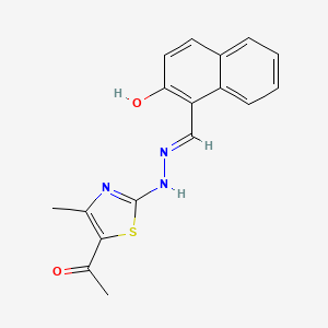 1-[2-[(2E)-2-[(2-hydroxynaphthalen-1-yl)methylidene]hydrazinyl]-4-methyl-1,3-thiazol-5-yl]ethanone