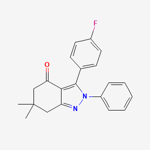 molecular formula C21H19FN2O B7797103 3-(4-fluorophenyl)-6,6-dimethyl-2-phenyl-2,5,6,7-tetrahydro-4H-indazol-4-one 