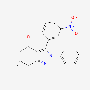 molecular formula C21H19N3O3 B7797109 6,6-Dimethyl-3-(3-nitrophenyl)-2-phenyl-5,7-dihydroindazol-4-one 