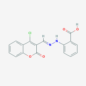 molecular formula C17H11ClN2O4 B7797405 2-[(2E)-2-[(4-chloro-2-oxochromen-3-yl)methylidene]hydrazinyl]benzoic acid 