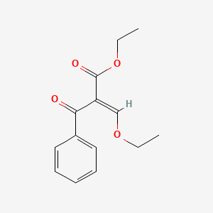 molecular formula C14H16O4 B7797464 Benzenepropanoic acid, alpha-(ethoxymethylene)-beta-oxo-, ethyl ester 
