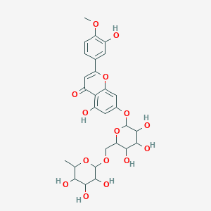 molecular formula C28H32O15 B7797507 5-hydroxy-2-(3-hydroxy-4-methoxyphenyl)-4-oxo-4H-chromen-7-yl 6-O-(6-deoxyhexopyranosyl)hexopyranoside 
