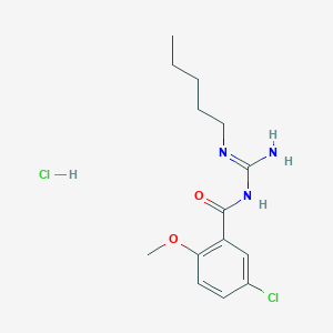 molecular formula C14H21Cl2N3O2 B7798141 N-(5-Chloro-2-methoxybenzoyl)-N'-pentylguanidine hydrochloride 