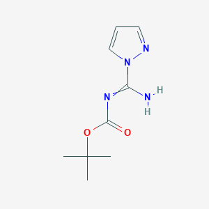 molecular formula C9H14N4O2 B7799819 tert-butyl [(1E)-amino(1H-pyrazol-1-yl)methylene]carbamate 