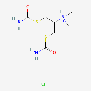 molecular formula C7H16ClN3O2S2 B7801902 1,3-Bis(carbamoylsulfanyl)propan-2-yl-dimethylazanium;chloride 