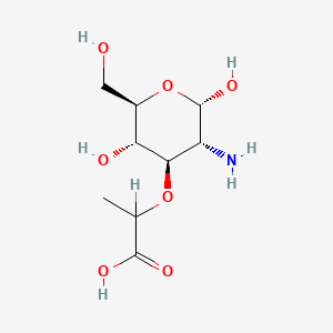 molecular formula C9H17NO7 B7802570 (2R)-2-{[(2R,3R,4S,5S,6R)-3-amino-2,5-dihydroxy-6-(hydroxymethyl)oxan-4-yl]oxy}propanoic acid 
