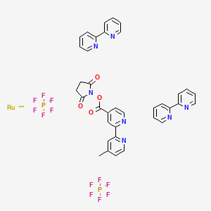 molecular formula C36H29F12N7O4P2Ru B7803107 Ruthenium(2+), bis(2,2'-bipyridine-kappaN1,kappaN1')[1-[[(4'-methyl[2,2'-bipyridin]-4-yl-kappaN1,kappaN1')carbonyl]oxy]-2,5-pyrrolidinedione]-, (OC-6-33)-, hexafluorophosphate(1-) (1:2) 