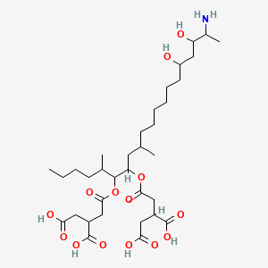 molecular formula C34H59NO14 B7803425 2-[2-[19-Amino-6-(3,4-dicarboxybutanoyloxy)-16,18-dihydroxy-5,9-dimethylicosan-7-yl]oxy-2-oxoethyl]butanedioic acid 