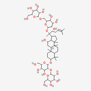 molecular formula C54H92O23 B7803430 2-[[6-[2-[3-[4,5-dihydroxy-6-(hydroxymethyl)-3-[3,4,5-trihydroxy-6-(hydroxymethyl)oxan-2-yl]oxyoxan-2-yl]oxy-12-hydroxy-4,4,8,10,14-pentamethyl-2,3,5,6,7,9,11,12,13,15,16,17-dodecahydro-1H-cyclopenta[a]phenanthren-17-yl]-6-methylhept-5-en-2-yl]oxy-3,4,5-trihydroxyoxan-2-yl]methoxy]-6-(hydroxymethyl)oxane-3,4,5-triol 