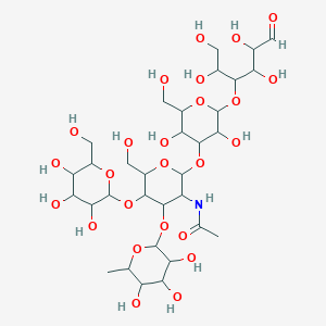molecular formula C32H55NO25 B7803940 N-[2-[3,5-dihydroxy-2-(hydroxymethyl)-6-(1,2,4,5-tetrahydroxy-6-oxohexan-3-yl)oxyoxan-4-yl]oxy-6-(hydroxymethyl)-5-[3,4,5-trihydroxy-6-(hydroxymethyl)oxan-2-yl]oxy-4-(3,4,5-trihydroxy-6-methyloxan-2-yl)oxyoxan-3-yl]acetamide 