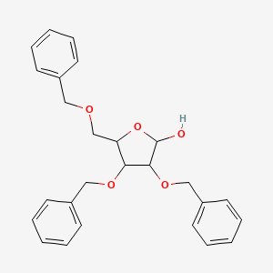 molecular formula C26H28O5 B7804178 3,4-Bis(phenylmethoxy)-5-(phenylmethoxymethyl)oxolan-2-ol 