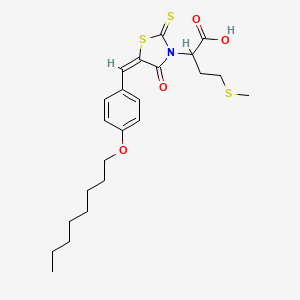 molecular formula C23H31NO4S3 B7804272 4-(methylsulfanyl)-2-{(5E)-5-[4-(octyloxy)benzylidene]-4-oxo-2-thioxo-1,3-thiazolidin-3-yl}butanoic acid 