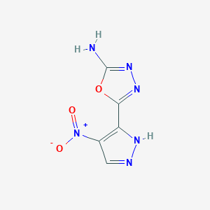 molecular formula C5H4N6O3 B7804427 5-(4-nitro-1H-pyrazol-5-yl)-1,3,4-oxadiazol-2-amine 