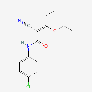 molecular formula C14H15ClN2O2 B7804443 (2Z)-N-(4-Chlorophenyl)-2-cyano-3-ethoxypent-2-enamide 