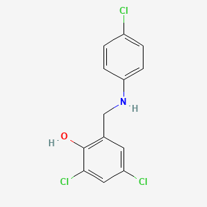 molecular formula C13H10Cl3NO B7804462 2,4-Dichloro-6-[[(4-chlorophenyl)amino]methyl]phenol 