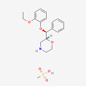 molecular formula C20H27NO6S B7804861 (2R)-2-[(S)-(2-ethoxyphenoxy)-phenylmethyl]morpholine;methanesulfonic acid 