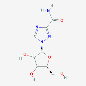 molecular formula C8H12N4O5 B7804940 1-[(2R,5R)-3,4-dihydroxy-5-(hydroxymethyl)tetrahydrofuran-2-yl]-1,2,4-triazole-3-carboxamide 