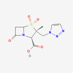 molecular formula C10H12N4O5S B7804962 (2S,3S)-3-methyl-4,4,7-trioxo-3-(triazol-1-ylmethyl)-4lambda6-thia-1-azabicyclo[3.2.0]heptane-2-carboxylic acid 