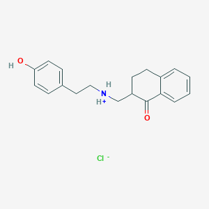 molecular formula C19H22ClNO2 B7804989 3,4-Dihydro-2-(((p-hydroxyphenethyl)amino)methyl)-1(2H)-naphthalenone hydrochloride 