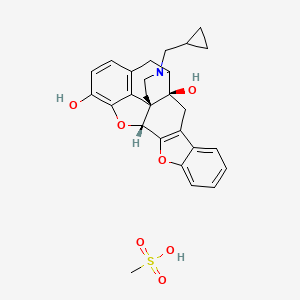 molecular formula C27H29NO7S B7805052 (1S,2S,13R)-22-(cyclopropylmethyl)-11,14-dioxa-22-azaheptacyclo[13.9.1.01,13.02,21.04,12.05,10.019,25]pentacosa-4(12),5,7,9,15,17,19(25)-heptaene-2,16-diol;methanesulfonic acid 
