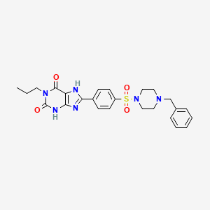 molecular formula C25H28N6O4S B7805068 8-(4-(4-benzylpiperazin-1-ylsulfonyl)phenyl)-1-propyl-1H-purine-2,6(3H,7H)-dione 