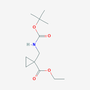 molecular formula C12H21NO4 B7805130 Ethyl 1-(((tert-butoxycarbonyl)amino)methyl)cyclopropane-1-carboxylate CAS No. 942830-53-7