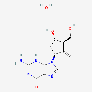 molecular formula C12H17N5O4 B7805179 2-amino-9-[(1S,3R,4S)-4-hydroxy-3-(hydroxymethyl)-2-methylidenecyclopentyl]-3H-purin-6-one;hydrate 