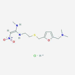 molecular formula C13H23ClN4O3S B7805300 (Z)-1-N'-[2-[[5-[(dimethylamino)methyl]furan-2-yl]methylsulfanyl]ethyl]-1-N-methyl-2-nitroethene-1,1-diamine;hydron;chloride 
