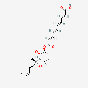 molecular formula C26H34O7 B7805331 (2E,4E,6E,8E)-10-[[(3S,4S,5S,6R)-5-methoxy-4-[(2S,3R)-2-methyl-3-(3-methylbut-2-enyl)oxiran-2-yl]-1-oxaspiro[2.5]octan-6-yl]oxy]-10-oxodeca-2,4,6,8-tetraenoic acid 