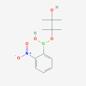 molecular formula C12H18BNO5 B7805412 (3-Hydroxy-2,3-dimethylbutan-2-yl)oxy-(2-nitrophenyl)borinic acid 