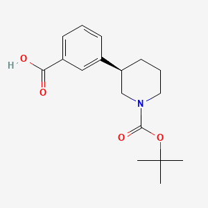 molecular formula C17H23NO4 B7805522 (R)-3-(1-(tert-butoxycarbonyl)piperidin-3-yl)benzoic acid 