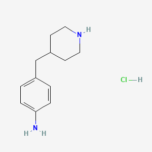 molecular formula C12H19ClN2 B7805528 4-(Piperidin-4-ylmethyl)aniline hydrochloride 