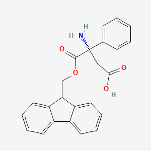 molecular formula C24H21NO4 B7805544 (3S)-3-amino-4-(9H-fluoren-9-ylmethoxy)-4-oxo-3-phenylbutanoic acid 