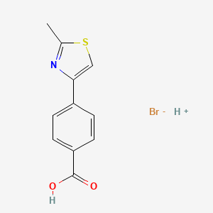 molecular formula C11H10BrNO2S B7805822 Hydron;4-(2-methyl-1,3-thiazol-4-yl)benzoic acid;bromide 
