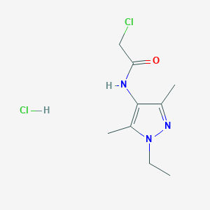 molecular formula C9H15Cl2N3O B7805878 2-Chloro-N-(1-ethyl-3,5-dimethyl-1H-pyrazol-4-YL)-acetamide hydrochloride 