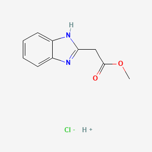 molecular formula C10H11ClN2O2 B7806008 hydron;methyl 2-(1H-benzimidazol-2-yl)acetate;chloride 