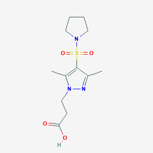molecular formula C12H19N3O4S B7806559 3-[3,5-Dimethyl-4-(pyrrolidin-1-ylsulfonyl)-1H-pyrazol-1-YL]propanoic acid 