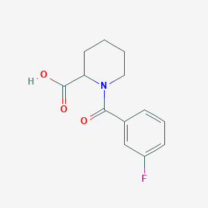 molecular formula C13H14FNO3 B7806717 1-(3-Fluorobenzoyl)piperidine-2-carboxylic acid 