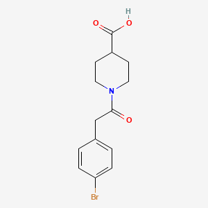molecular formula C14H16BrNO3 B7806774 1-[(4-Bromophenyl)acetyl]piperidine-4-carboxylic acid 