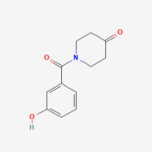 molecular formula C12H13NO3 B7807376 1-(3-Hydroxybenzoyl)piperidin-4-one 
