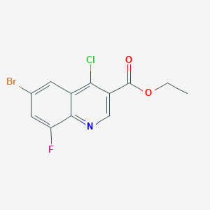 molecular formula C12H8BrClFNO2 B7807381 Ethyl 6-bromo-4-chloro-8-fluoroquinoline-3-carboxylate 