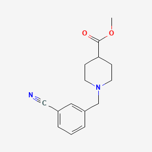 molecular formula C15H18N2O2 B7807400 Methyl 1-[(3-cyanophenyl)methyl]piperidine-4-carboxylate 