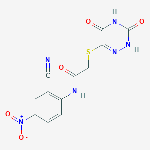 molecular formula C12H8N6O5S B7807518 N-(2-cyano-4-nitrophenyl)-2-[(3,5-dioxo-2H-1,2,4-triazin-6-yl)sulfanyl]acetamide 