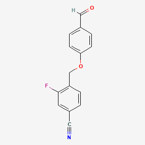 molecular formula C15H10FNO2 B7807737 3-Fluoro-4-((4-formylphenoxy)methyl)benzonitrile 