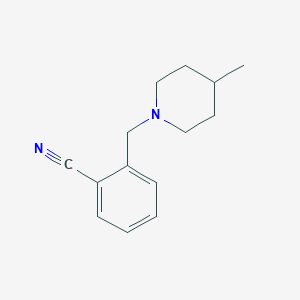 molecular formula C14H18N2 B7808309 2-[(4-Methylpiperidin-1-yl)methyl]benzonitrile 