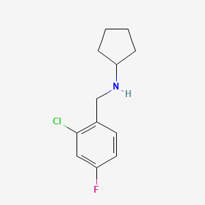 molecular formula C12H15ClFN B7808642 2-Chloro-n-cyclopentyl-4-fluoro-benzenemethanamine 
